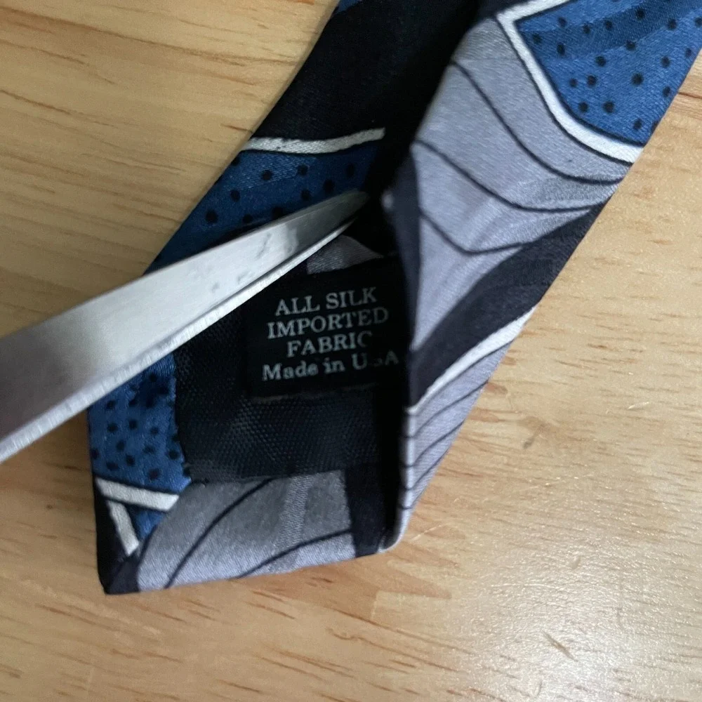 SCREENPLAY by Martin Wong Neck Tie All Silk Blue‎ Geometric Abstract USA